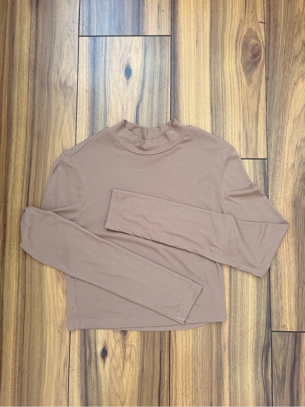 SHEIN Taupe Mock Neck Long Sleeve Top
